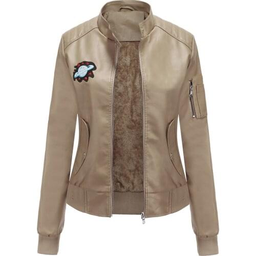 Womens Leather Biker Jacket Winter 2020n New Plus Size Plush Coat Vintage Luxury Fashion Casual Long Sleeve Clothes