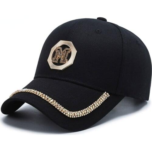 2021 Black Gold Orange Rhinestone Baseball Cap For Women Men High Quality Summer Streetwear Hip Hop Caps Bone Trucker Hat