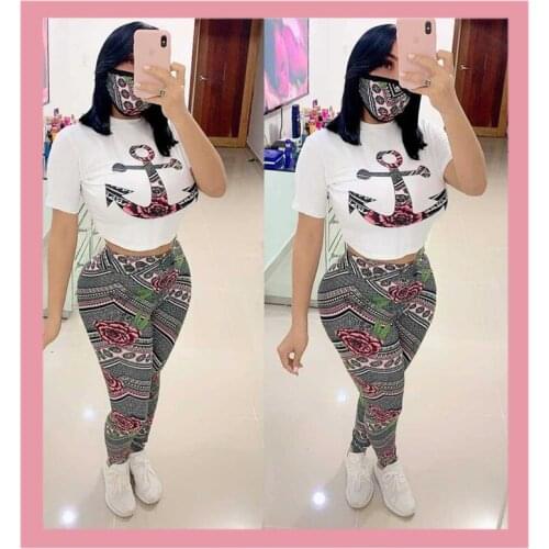Floral Print Vintage Womens Tracksuit 2020 White Summer Sexy Outfits Plus Size Two Piece Sets Joggers Femme Fitness Clothing