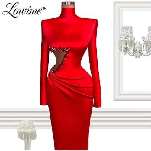 Dubai Elegant Evening Dresses 2021 Long Sleeves Diamond Beading Formal Party Wear Gowns Plus Size Mermaid Robe Soiree Abaya