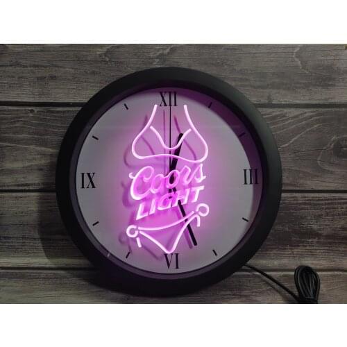 0E119 Coors Light Beer Bikini Bar Pub APP RGB 5050 LED Neon Light Signs Wall Clock