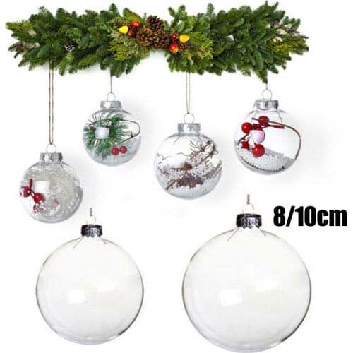 10pcs 8cm/10cm Christmas Clear Plastic Ball Baubles Fillable Christmas Tree Balls Ornaments Xmas Hanging Pendant Home Decoration