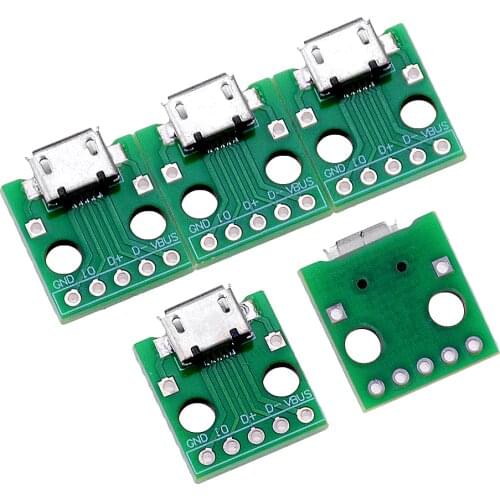 10PCS MICRO USB To DIP Adapter 5pin Female Connector B Type PCB Converter Breadboard Switch Board SMT Mother Seat