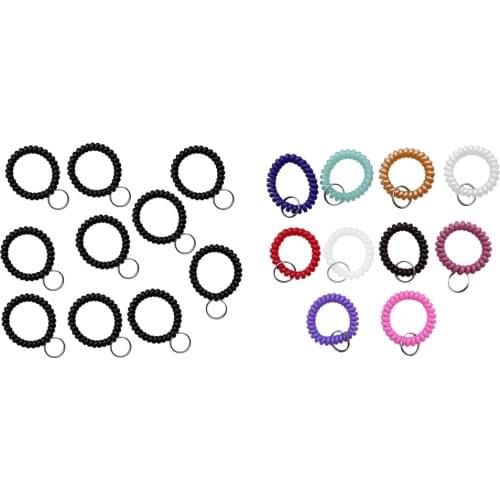 10Pcs Wrist Band Key Ring Chains Outdoor Sports Spiral Wrist Coil Keychains Prevent Key Missing for Gym Fitness Running Jogging
