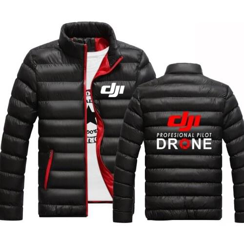 2021 DJI Professional Pilot Drone Logo Solid Color Streetwear Zipper Mans Cotton College Tops Print Casual Padded Sport Coats