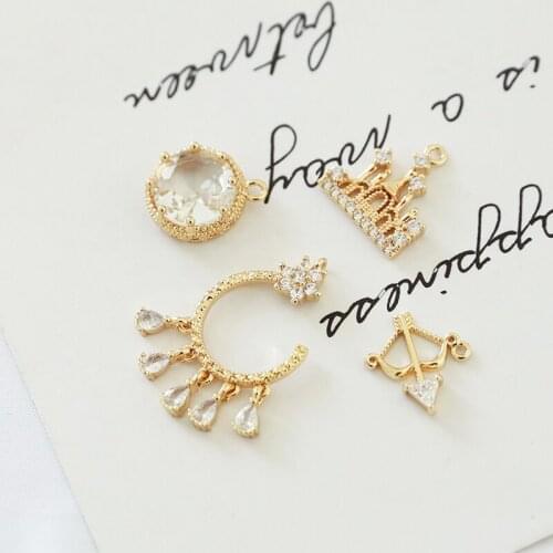 4pcs Palace style senior retro Copper plating pendant castle bow and arrow inlaid zircon Earrings for Women Popular accessories