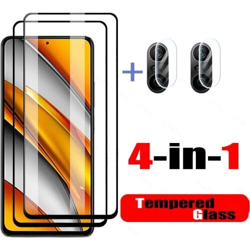 4 in 1 on the for xiaomi Poco F 3 Tempered Camera Glass Poco 3f poko f3 xiami xiomi foco foko Tempered Glass Lens Screen Film