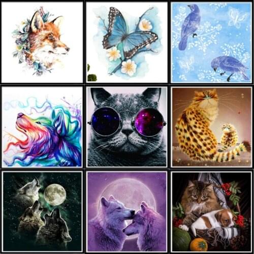 5d Diy Diamond Painting Animal Embroidery Cross Stitch Mosaic Home Decor Sticker Handmade Round Diamond Crafts