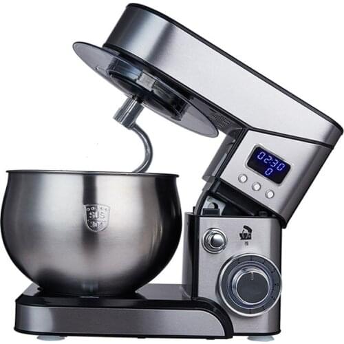 6-speed Stand Mixer Timing display Stainless Steel Kitchen Food Blender Cream Egg Whisk Cake Dough Kneader Bread Metal gear