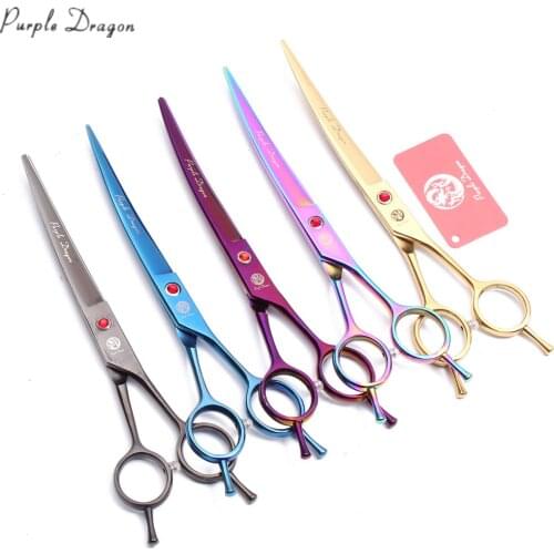 7" JP Stainless Purple Dragon Grooming Scissors Up Curved Scissors Dogs Scissors Professional Pets Shears Animal Scissors Z4002