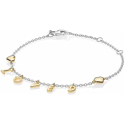 Ajax 2019 Summer Top Selling 100% 925 Sterling Silver Shape With Love Letter Bracelet Fit Pan