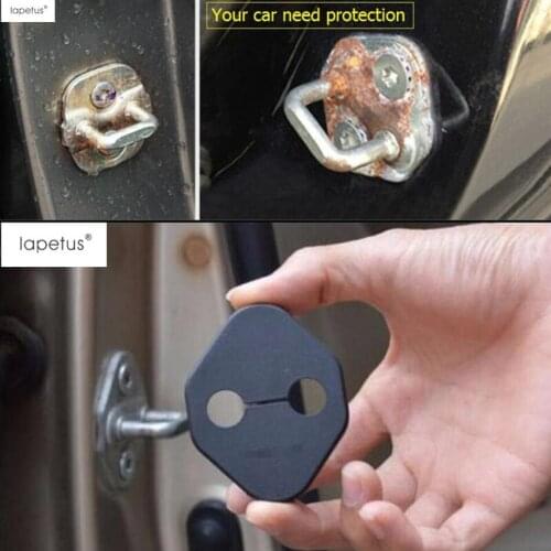 Lapetus Accessories Fit For Honda CR-V CRV 2017 - 2020 Black Car Door Lock Protector Molding Cover Kit Trim 4 Pcs / Set