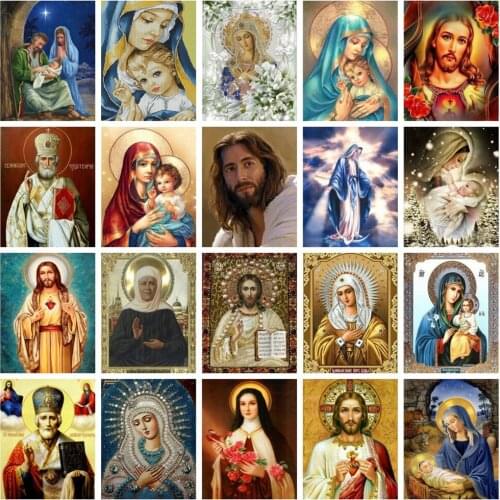Huacan DIY Diamond Embroidery Mosaic Religion Icon Diamond Painting Full Square Picture Of Rhinestones