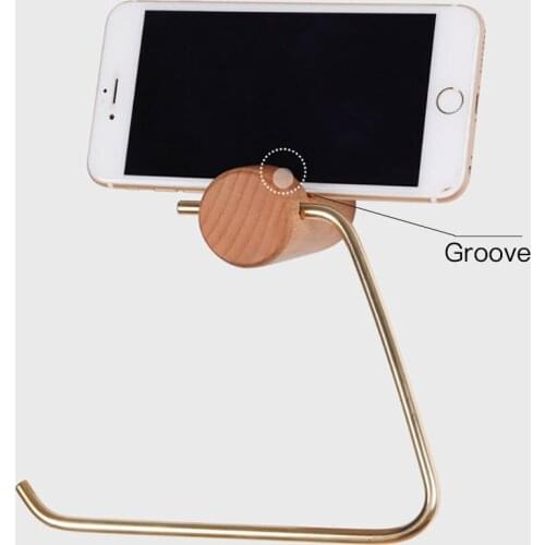 Toilet Paper Holder Nordic Bathroom Paper Roll Holder Brass Solid Wood Wall Hanging Napkin Bracket Punch-Free Bathroom Appliance