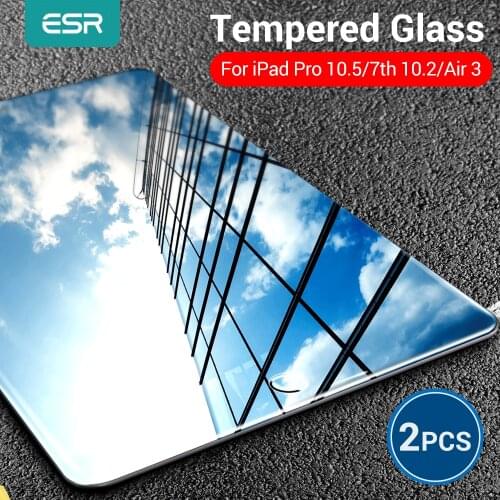 ESR Tempered Glass for iPad 8th 7th Gen 10.2 2019 Air 3 for iPad Pro 10.5 Screen Protector 9H Glass Film for iPad 7th Gen Air 3