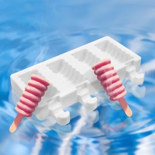 Ice Cream Mold Popsicle Mold 4 Cavity Reusable DIY Dessert Mold Tray Homemade Ice lolly Mould Silicone Random Color