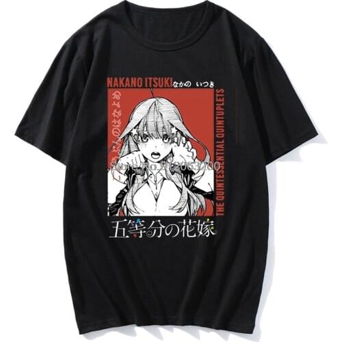 Fashion High Quality Anime The Quintessential Quintuplets Print O-neck Tee Shirts Manga Oversized Casual Mens Short Sleeves
