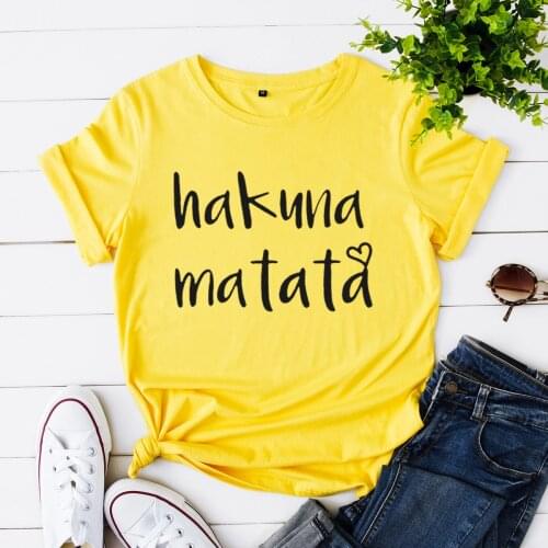 Hakuna Matata Print Summer Women TShirt Loose Cotton Streetwear Korean Harajuku Tops Casual Graphic Basic Tee Oversized T Shirt
