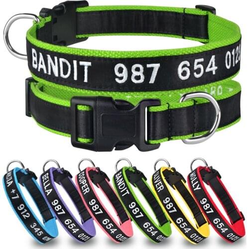 Personalized Dog Collar Pet Collars Adjustable Puppy Nameplate ID Collar Small Medium Large Nylon Embroidered Custom Pure cotton