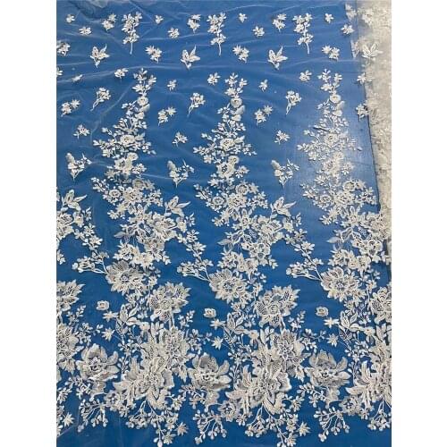 Exquisite high-quality white wedding dress embroidery, French tulle lace, suitable for ladies fashion dress skirts