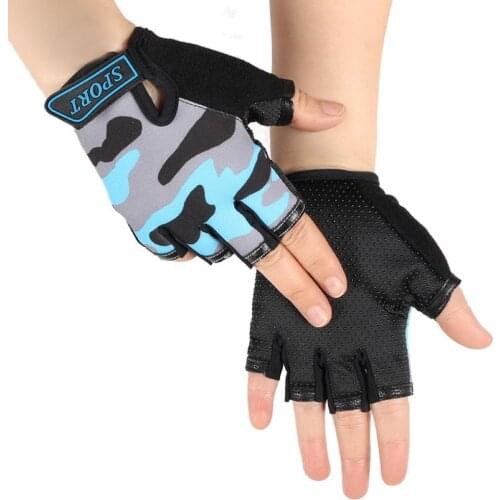 Camouflage Kids Outdoor Sport Cycling Anti-slip Shockproof Half Finger Gloves Breathable Hand Brace Support Hand Protection
