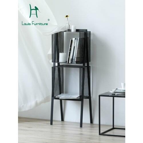 Louis Fashion Bookcases Nordic Modern Minimalist Creative Living Room Kitchen Iron Art Storage Black Bookshelf Bathroom Metal