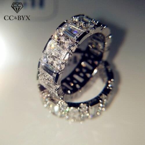 CC Rings For Women Simple Square Trapezoidal Cubic Zirconia Row Drill Ring Luxury Bridal Wedding Jewelry Drop Shipping CC3106