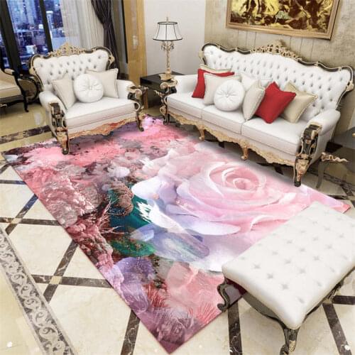 Beautiful Flower Collection Pink Rose Confession Gift Carpet Anti-slip Mat Bedroom Living Room Home Decoration
