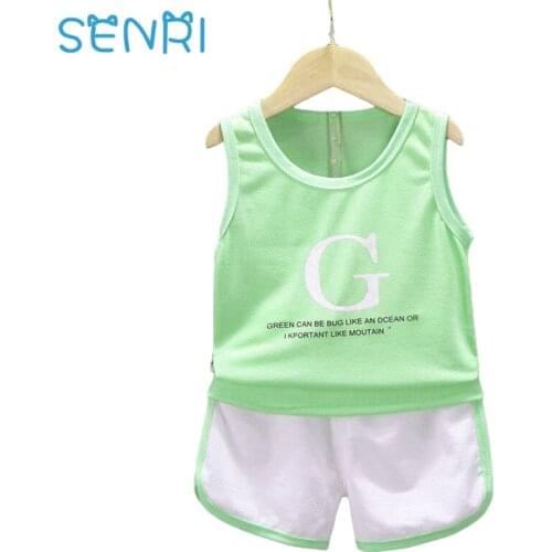 Summer Outfits Toddler Baby Boy Girl Clothing Casual Sleeveless Vest Shorts Children Set Cotton Sport Wear Kids Tracksuit 3-48M
