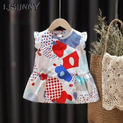 LISUNNY Girls Casual Dresses New Summer Kids Baby Costumes Children Korean Style Sweet Floral Party Outfits Sleeveless 0-4 years