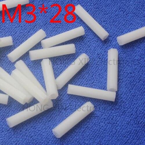 M3*28 28mm 1 pcs white Nylon Hex Female-Female Standoff Spacer Threaded Hexagonal Spacer Standoff Spacer brand new plastic screw