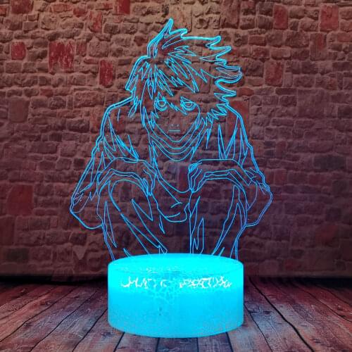 Flashing 3D Illusion LED Desk Nightlight Colorful Changing Touch Light L·Lawliet Model Death Note Anime action & toy figures