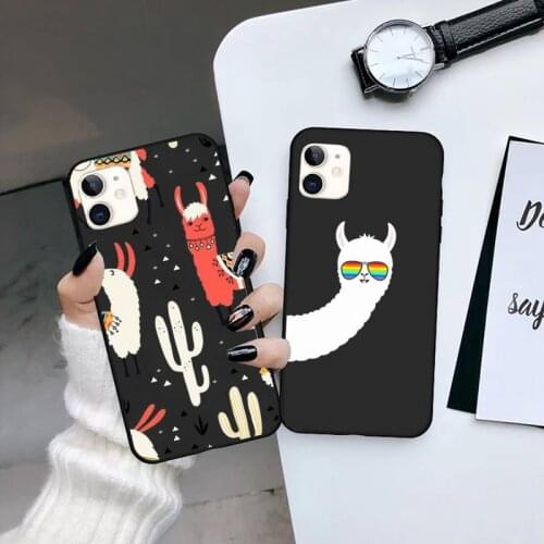 Kawaii Cute Llama Alpaca Animals Cartoon Phone Case for iPhone 7 8 11 12 Pro X XS XR Samsung A S 6 7 9plus 10plus 21s 71