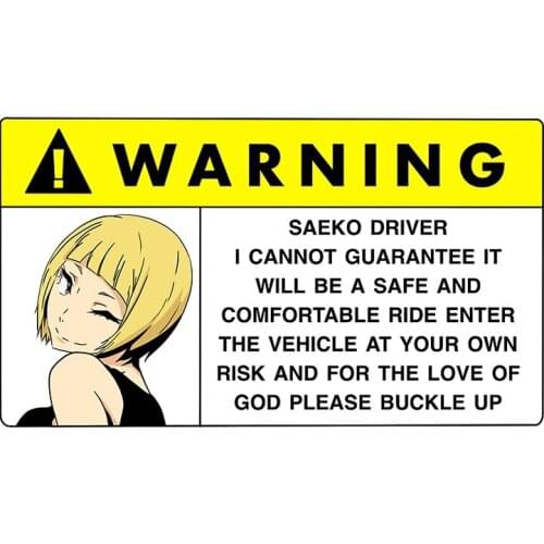 Cartoon Car Sticker for Saeko Warning Slap Decal Anime Vinyl Waterproof JDM Window Wall Stickers Car Accessories 13cm X 7.6cm