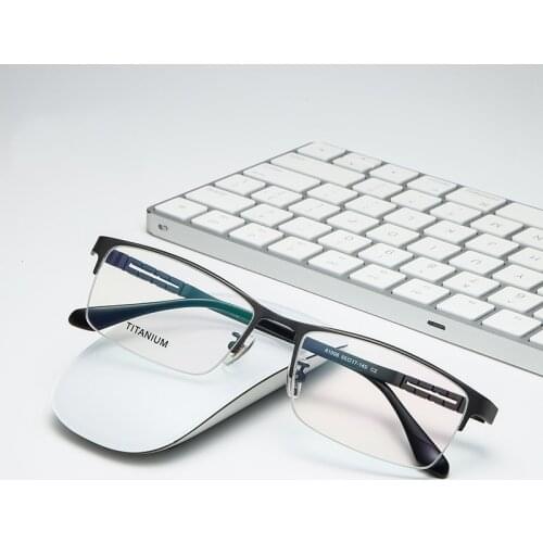 Veshion Glasses Frame Male Business Fashion Casual New Wave Half Frame Pure Titanium Ultra Light Glasses Frame Myopia