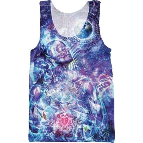 Men Tank Tops 3d Print The Earth Symbols Psychedelic Vest Jersey Sleeveless Shirt Striped Bodybuilding Stringer Singlets