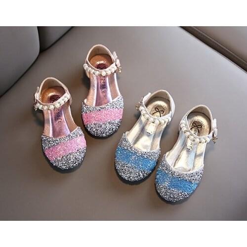 New Summer Baby Girls Sandals Children Sandals Toddler Infant Kids Slip On Pearl Crystal Single Princess Roman Shoes Size21-36