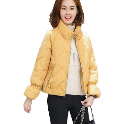 New 2020 Womens Cotton Jacket Short Stand-up Collar Keep Warm Winter Coat Fashion Cotton Padded Casual Outerwear Female C47