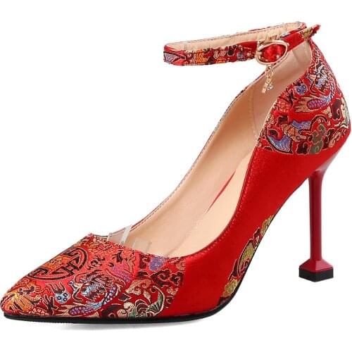 New spring fashion embroidery high with Chinese style wedding shoe pointed mouth shallow 33 - womens shoes size 43 code 18328