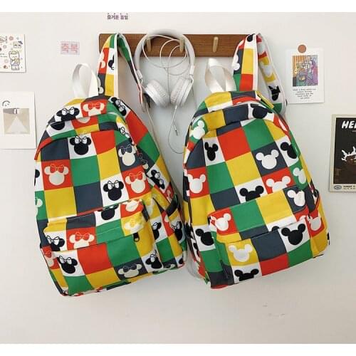 Boys and Girls Large Korean Hit Color Backpack Cute Cartoon Printing Plush Backpack Student Simple Travel Bag 2021 New Arrive