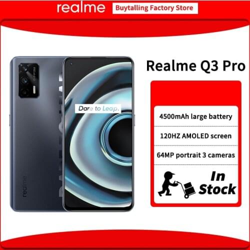 Original Realme Q3 Pro 5G MobilePhone 8GB RAM 128GB ROM MediaTek 1100 Octa Core 30W Fast Charge 6.43 inch 64MP Triple Cameras