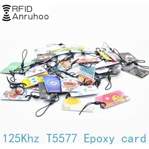 5PCS RFID Rewritable Duplicating Keychain 125Khz T5577 Smart Chip Badge EM4305 Duplicator Tag Copier Sticker Epoxy Card