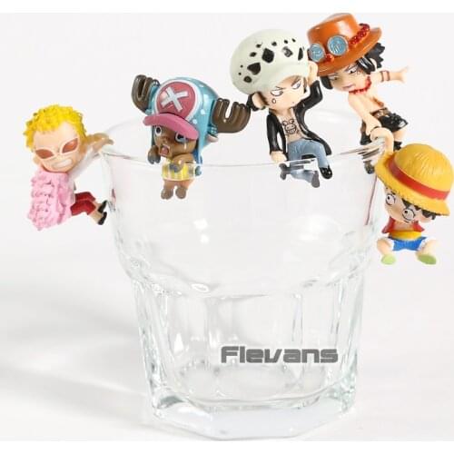 Putitto Series Ace Law Doflamingo Chopper Mini PVC Figures Cup Edge Toys 5pcs/set