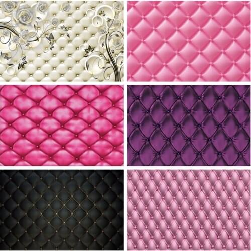 Laeacco Luxury Texture Of Pink Blue Leather Furniture Button Surface Headboard Seamless Pattern Photo Background Photo Backdrop