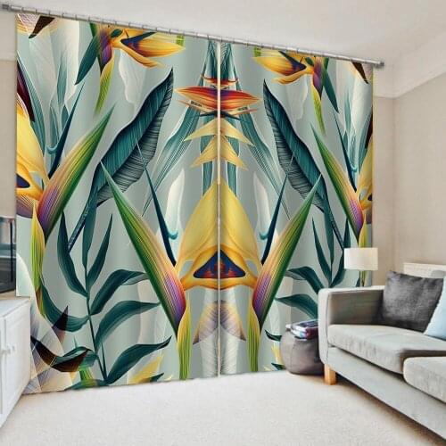 Luxury Blackout 3D Window Curtains For Living Room Bedroom green leaf curtains stereoscopic curtains