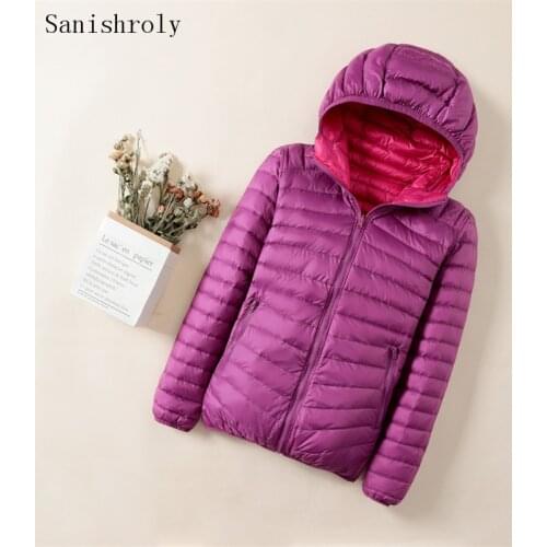 Sanishroly Plus Size 7XL Autumn Winter Female Double Coat Women Ultra Light White Duck Down Jacket Short Hooded Outwears SE1026