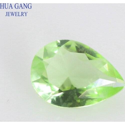 3x5~10x14mm Apple Green Color Pear Shape Loose Glass Beads Synthetic Gems For Jewelry Wholesale Free Shipping