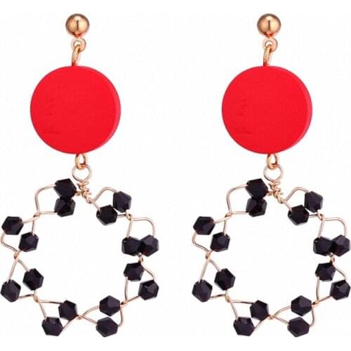 TONGKWOK Bohemia Exaggeration Dangle Earrings For Women Silk Thread Tassel Metal Long Chandelier Earrings #134185