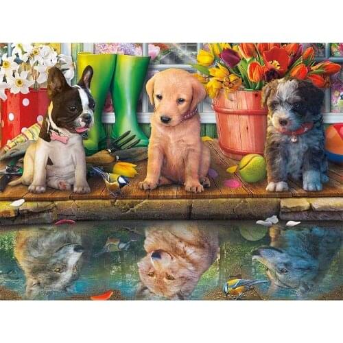 Wen Zuan 2020 New Animals Full Square Diamond Painting Dog 5D DIY Diamond Embroidery Cross Stitch Kit Home Decoration Gift 30x40
