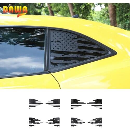 BAWA Soft carbon Fiber Pattern Rear Triangular Glass Sticker For Chevrolet Camaro 2012-2015 Car Accessories
